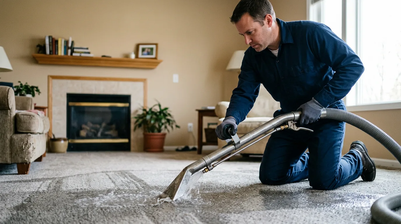 Water damage restoration technician working near Violet, LA